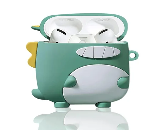 Силиконовый футляр Cartoons&Heroes для наушников AirPods 3 + карабин Дракон зеленый