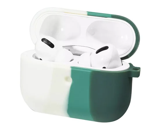 Силиконовый футляр Colorfull для наушников AirPods Pro Белый / Зеленый