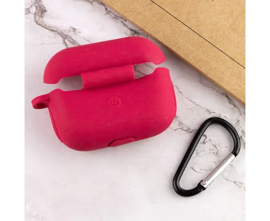 Силиконовый футляр New с карабином для наушников Airpods Pro Красный / Rose Red