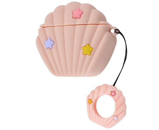 Силиконовый футляр Sea Shell для наушников AirPods 1/2 Розовый