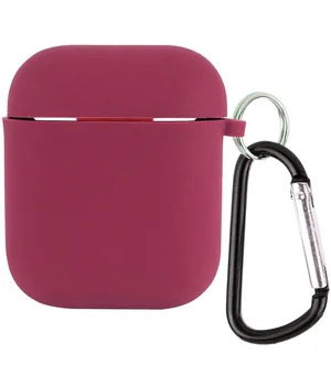 Силиконовый футляр с микрофиброй для наушников Airpods 1/2 Бордовый / Plum
