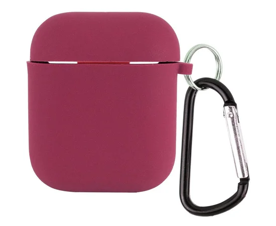 Силіконовий футляр з мікрофіброю для навушників Airpods 1/2 Бордовий / Plum