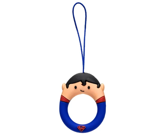 Силиконовый футляр Marvel & DC series для наушников AirPods + кольцо Супермен/Синий