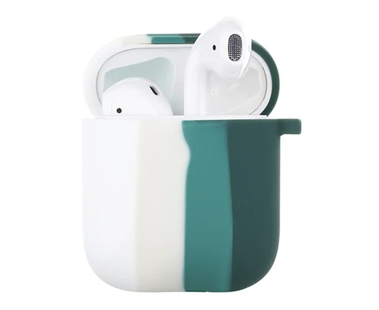 Силиконовый футляр Colorfull для наушников AirPods 1/2 Белый / Зеленый