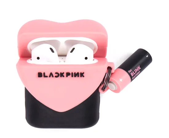 Силиконовый футляр Logo series для наушников AirPods 1/2 + карабин Blackpink