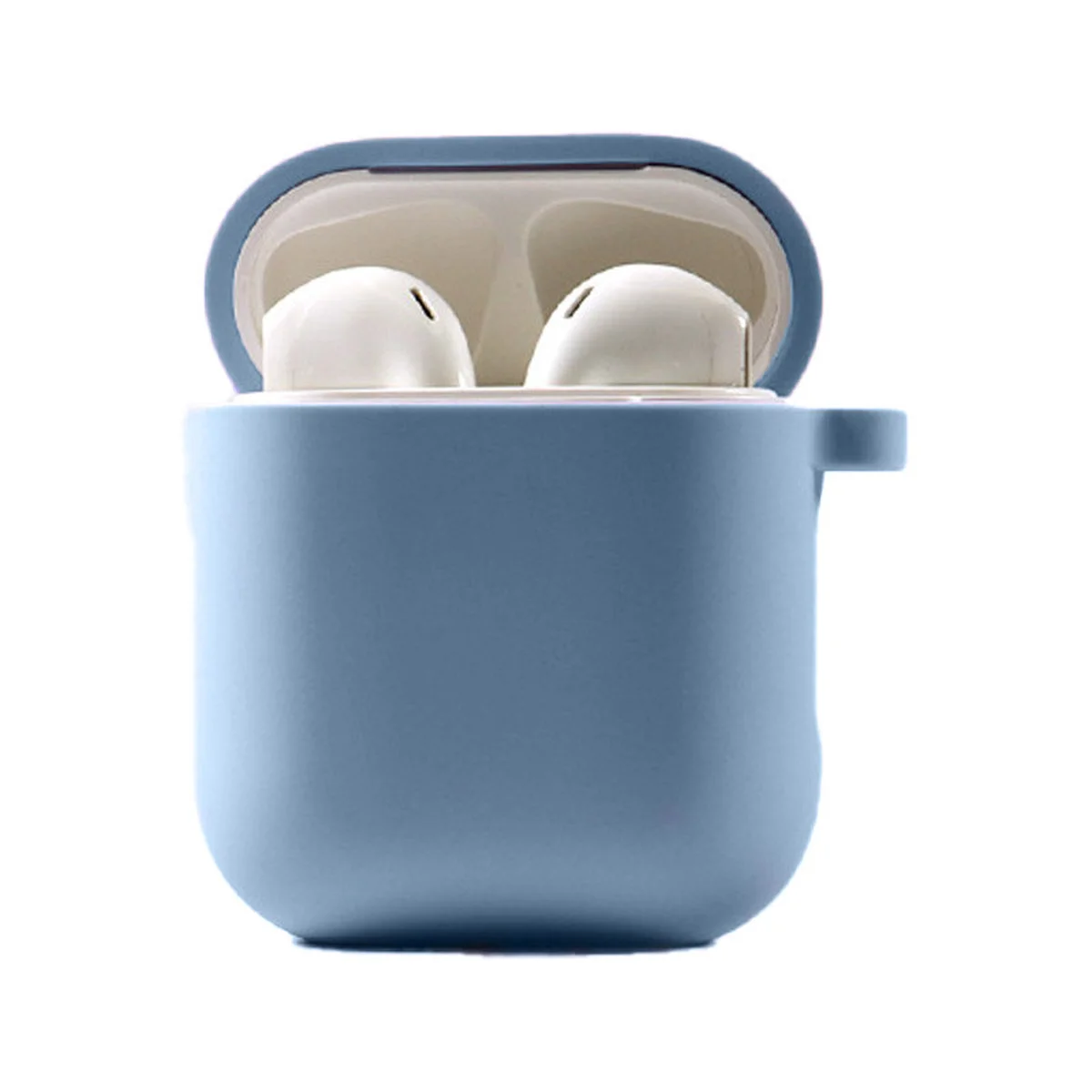 Силиконовый футляр с микрофиброй для наушников Airpods 1/2 Голубой / Lilac Blue