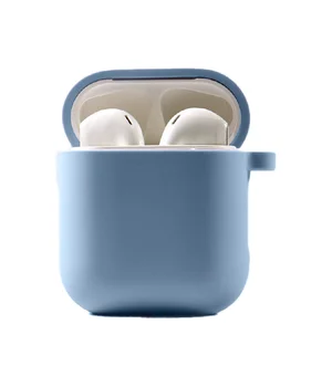 Силиконовый футляр с микрофиброй для наушников Airpods 1/2 Голубой / Lilac Blue