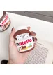 Силиконовый футляр Nutella для наушников AirPods 1/2 + карабин Коричнево-белый