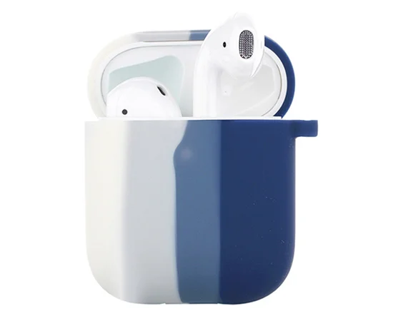 Силиконовый футляр Colorfull для наушников AirPods 1/2 Белый / Синий