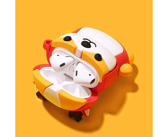 Силиконовый футляр Happy New Year с кольцом для наушников AirPods Собака в костюме / Красный