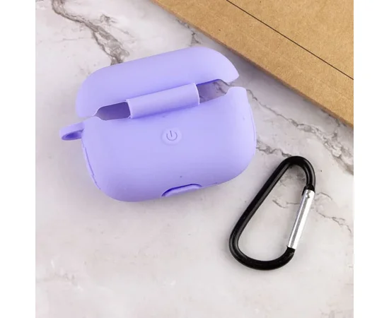 Силиконовый футляр New с карабином для наушников Airpods Pro Сиреневый / Dasheen