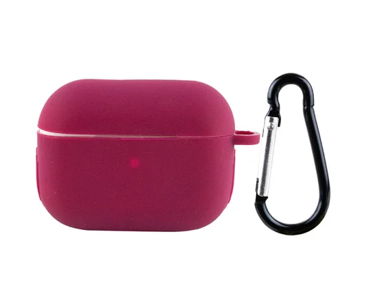 Силиконовый футляр New с карабином для наушников Airpods Pro Бордовый / Maroon