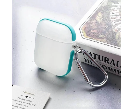 TPU футляр Matte Type для наушников AirPods 1/2 Голубой / Белый