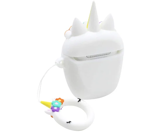 Силиконовый футляр Sleep Unicorn series для наушников AirPods + кольцо Белый