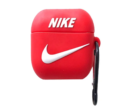 Силиконовый футляр Brand для наушников AirPods 1/2 + карабин Nike Red
