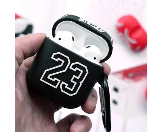 Силиконовый футляр Brand для наушников AirPods 1/2 + карабин Jordan Black