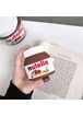 Силиконовый футляр Nutella для наушников AirPods 1/2 + карабин Коричнево-белый