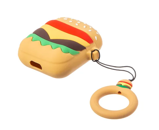 Силиконовый футляр Food для наушников AirPods 1/2 + кольцо Бургер