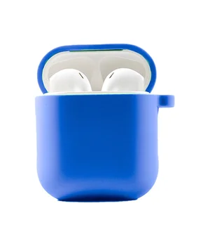 Силиконовый футляр с микрофиброй для наушников Airpods 1/2 Синий / Royal blue