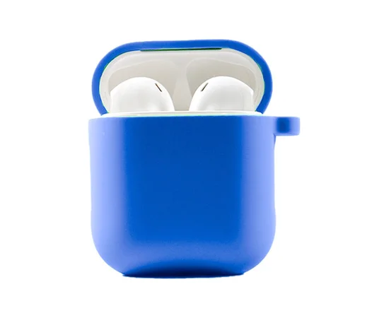Силиконовый футляр с микрофиброй для наушников Airpods 1/2 Синий / Royal blue