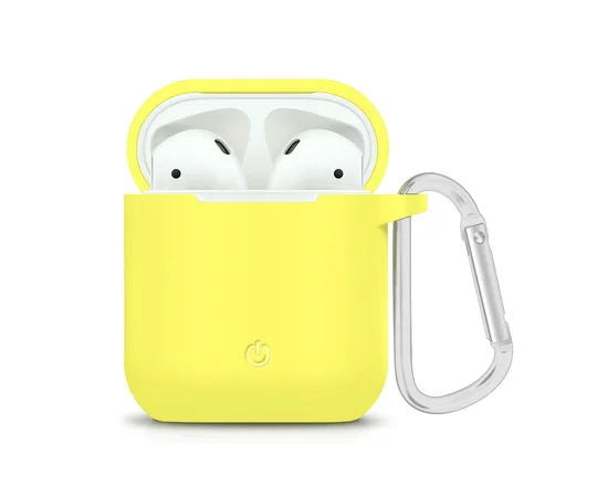 Силиконовый футляр с карабином для наушников AirPods Желтый / Bright Yellow