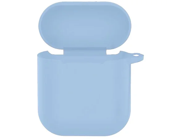 Силиконовый футляр New с карабином для наушников Airpods 1/2 Голубой / Lilac Blue