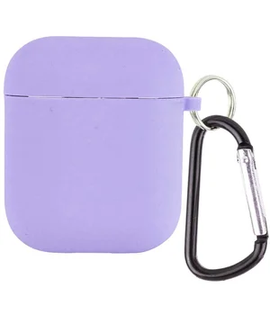 Силиконовый футляр с микрофиброй для наушников Airpods 1/2 Сиреневый / Dasheen