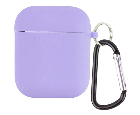 Силиконовый футляр с микрофиброй для наушников Airpods 1/2 Сиреневый / Dasheen