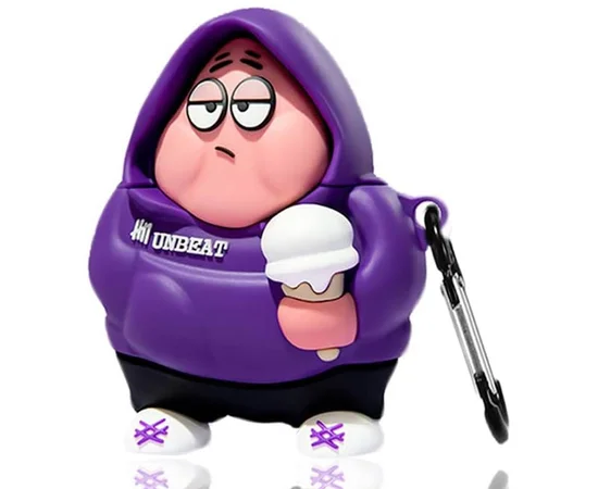 Силиконовый футляр Cartoons&Heroes для наушников AirPods 1/2 + карабин Patrick