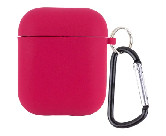Силиконовый футляр с микрофиброй для наушников Airpods 1/2 Красный / Rose Red
