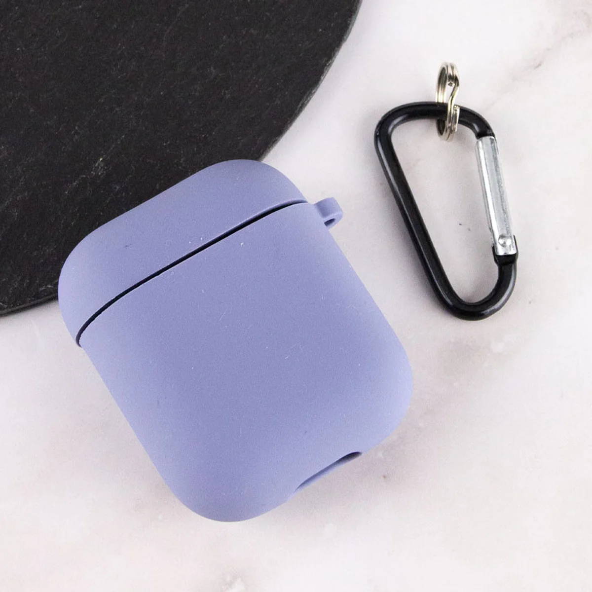 Силиконовый футляр с микрофиброй для наушников Airpods 1/2 Серый / Lavender Gray
