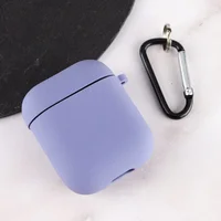 Силиконовый футляр с микрофиброй для наушников Airpods 1/2 Серый / Lavender Gray