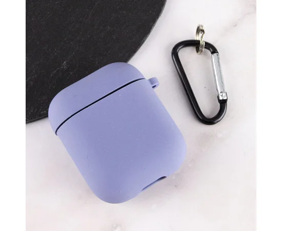 Силіконовий футляр з мікрофіброю для навушників Airpods 1/2 Сірий / Lavender Gray