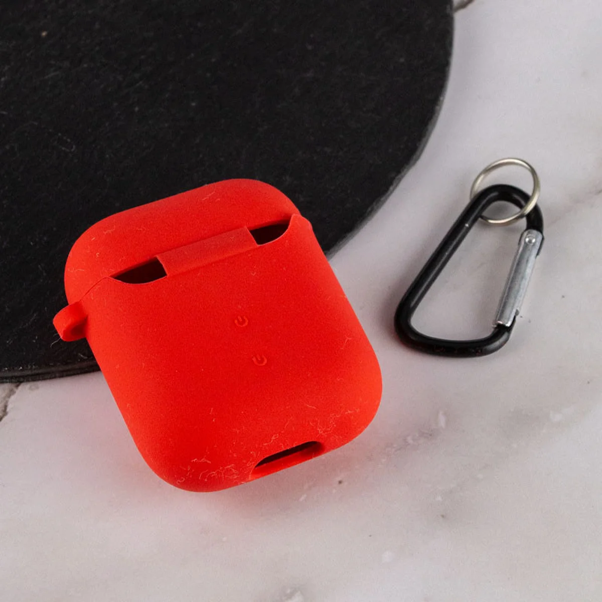 Силіконовий футляр з мікрофіброю для навушників Airpods 1/2 Червоний / Red