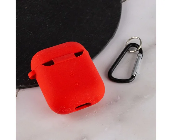 Силіконовий футляр з мікрофіброю для навушників Airpods 1/2 Червоний / Red