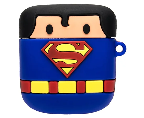 Силиконовый футляр Marvel & DC series для наушников AirPods + кольцо Супермен/Синий