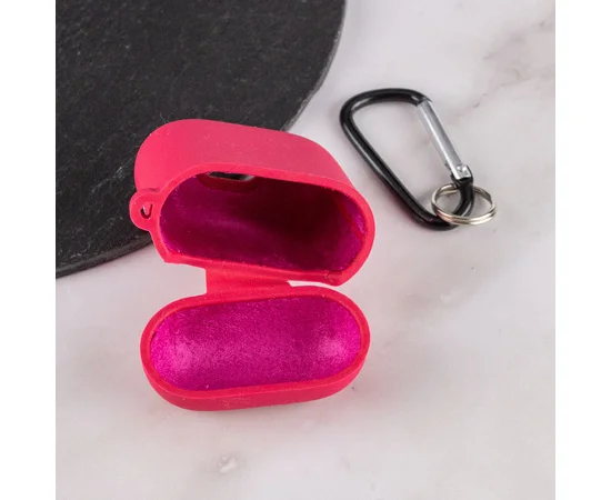 Силиконовый футляр с микрофиброй для наушников Airpods 1/2 Красный / Rose Red