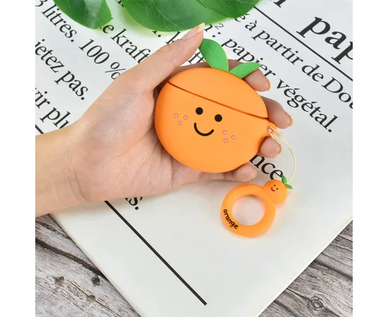 Силиконовый футляр Smile Fruits series для наушников AirPods orange
