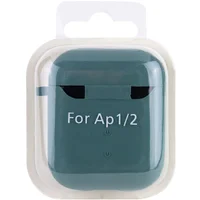 Силиконовый футляр с микрофиброй для наушников Airpods 1/2 Зеленый / Pine green