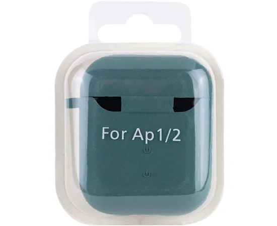 Силиконовый футляр с микрофиброй для наушников Airpods 1/2 Зеленый / Pine green