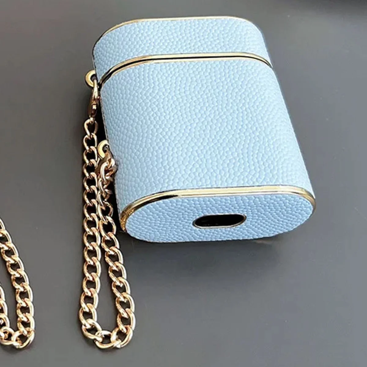 Кожаный футляр Suitcase для наушников AirPods 1/2 Blue
