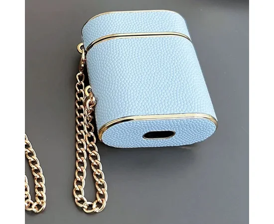 Кожаный футляр Suitcase для наушников AirPods 1/2 Blue