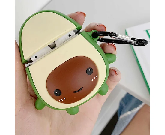 Силиконовый футляр Smile Fruits series для наушников AirPods 1/2 + карабин Avocado kid