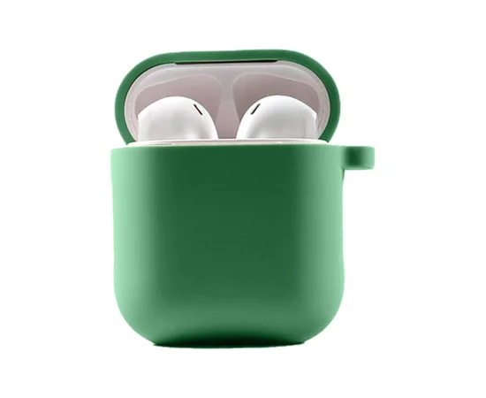 Силиконовый футляр с микрофиброй для наушников Airpods 1/2 Зеленый / Spearmint