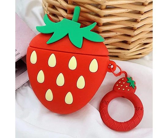 Силиконовый футляр Smile Fruits series для наушников AirPods strawberry