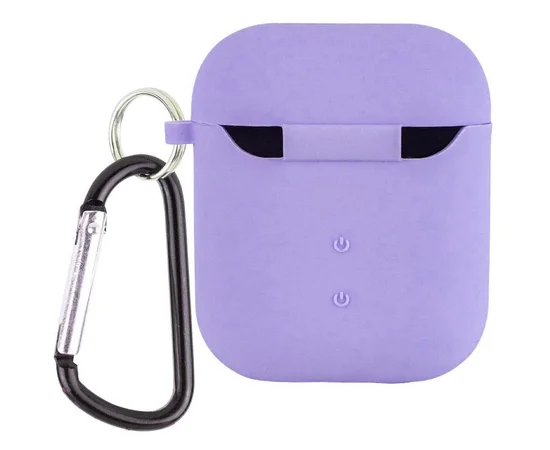 Силиконовый футляр с микрофиброй для наушников Airpods 1/2 Сиреневый / Dasheen