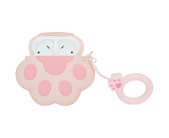 Силиконовый футляр Paw для наушников AirPods + кольцо Розовый