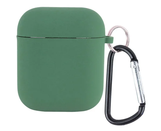 Силиконовый футляр с микрофиброй для наушников Airpods 1/2 Зеленый / Pine Needle