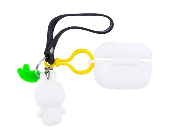 Силиконовый футляр Cute Charm для наушников AirPods Pro Медведь в костюме / Белый