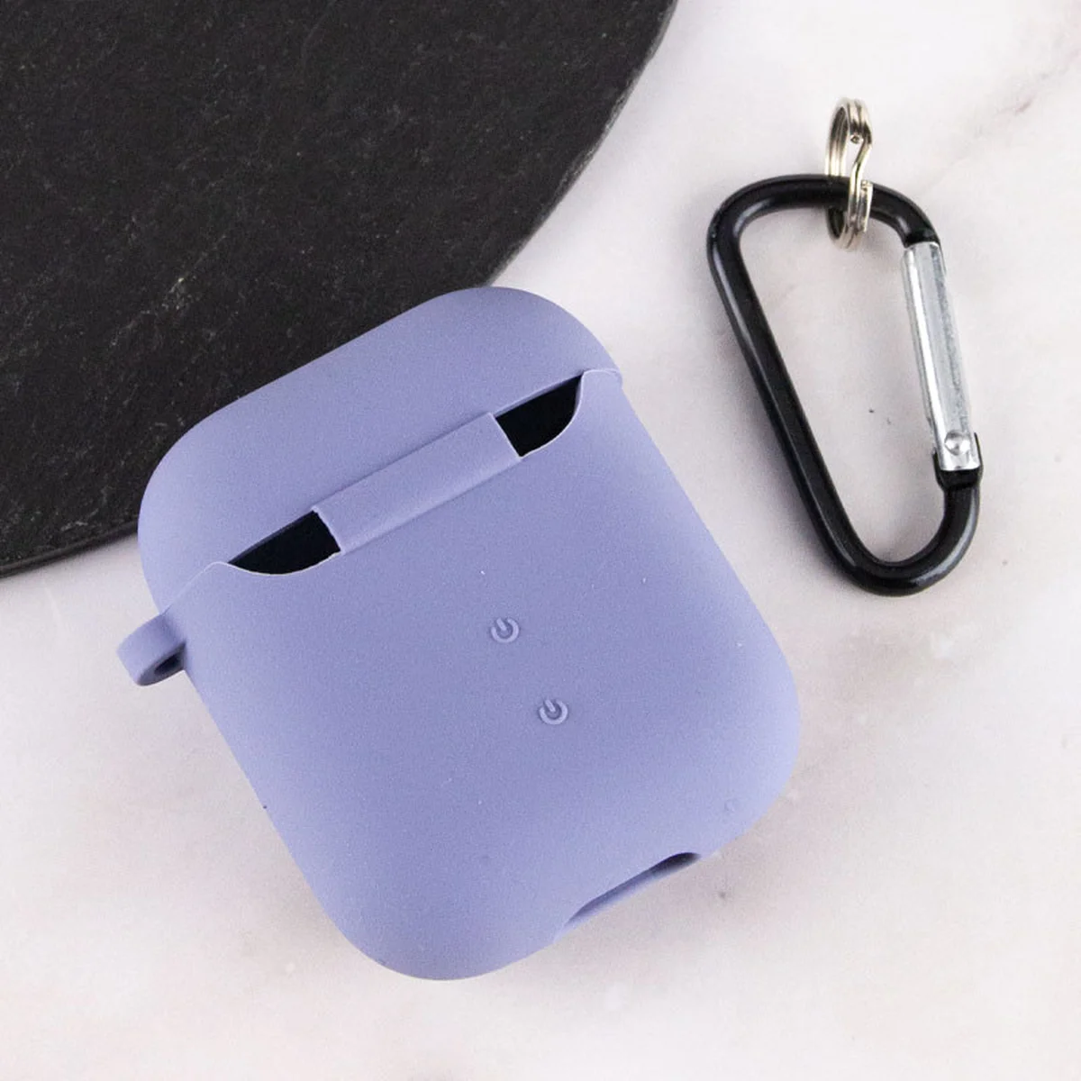 Силиконовый футляр с микрофиброй для наушников Airpods 1/2 Серый / Lavender Gray